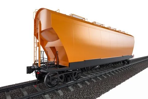 Orange wagon train on a white background. Specialized wagons for transporti.. Stock Photos