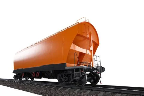 Orange wagon train on a white background. Specialized wagons for transporti.. Stock Photos