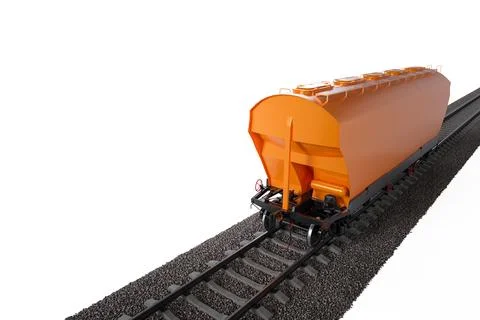 Orange wagon train on a white background. Specialized wagons for transporti.. Stock Photos