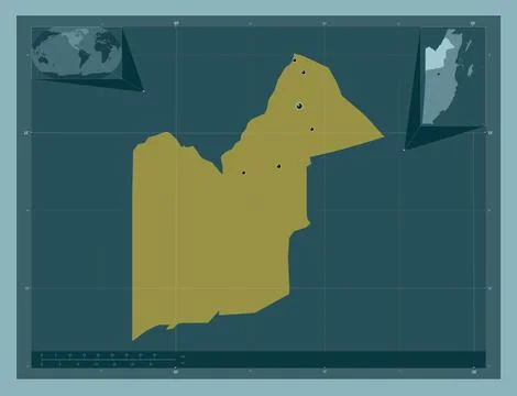 Orange Walk, Belize. Solid color shape. Locations of major cities of the regi 库存插图