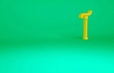 Orange Walking stick cane icon isolated on green background. Minimalism conce Illustration