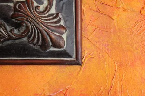 Orange wall brown frame abstract Stock-Fotos