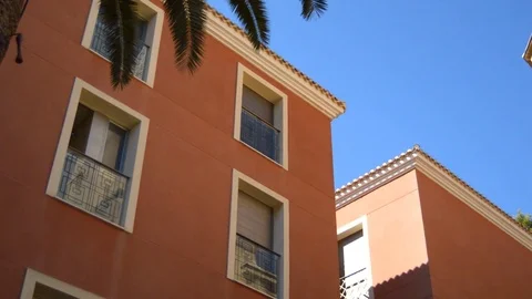 Orange Wall Building Corner Stock Footage 79953033