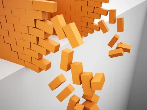 Orange wall is destroyed Stock Illustration