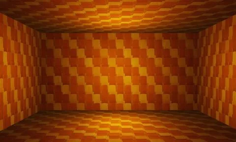 Orange wall padded empty room with copy space mental hospital Stock Illustration
