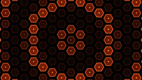 Orange warning hexagon grid background for seamless visuals Stock Footage 341710288
