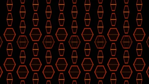 Orange warning hexagon grid background for seamless visuals Stock Footage 341738238