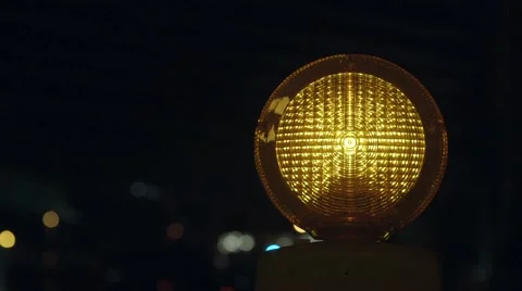 Orange warning light at construction site, New York City Stock Footage 61132419