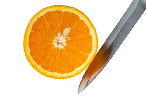 Orange was cut in half Stock Photos