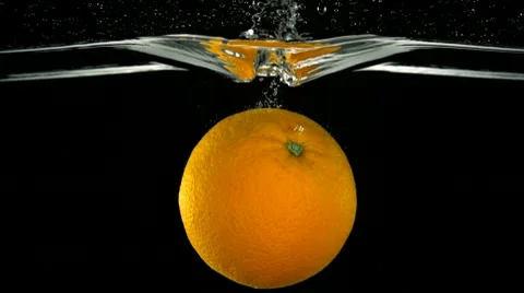 Orange in water, Slow Motion Stock Footage 9301797