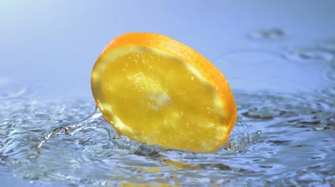 Orange in the water, Slow Motion Stock Footage 10862509