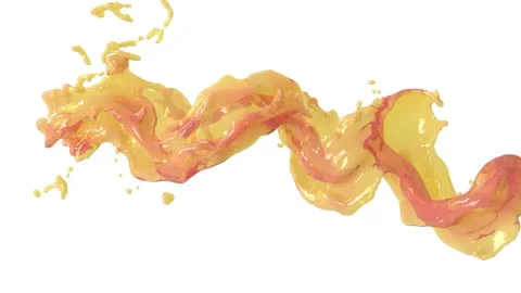 Orange water splash flow wavy render 3d white background alpha channel 4k Stock Footage 234588070
