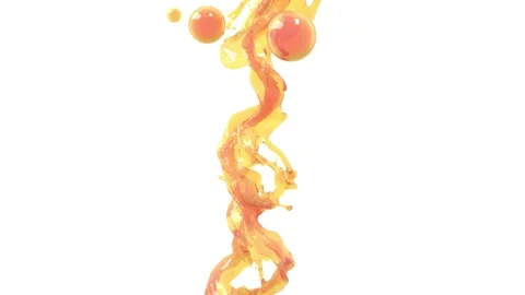 Orange water splash flow wavy render 3d white background alpha channel 4k ep Stock Footage 234588073