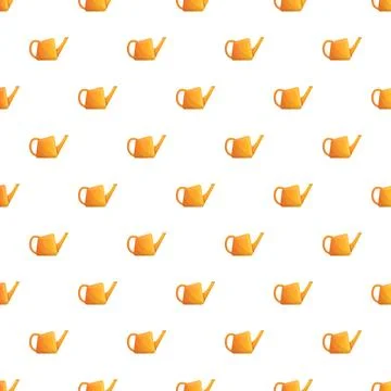 Orange watering can seamless pattern for gardening theme Stock Illustration