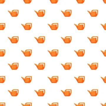 Orange watering can seamless pattern garden tool background 스톡 일러스트