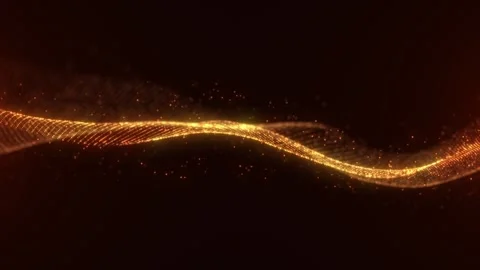 Orange wave of particles with a glow effect from which the particles emanate. Stock Footage 308100413