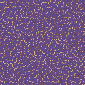 Orange waves memphis style violet seamless pattern Stock Illustration