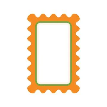 Orange wavy blank postage stamp frame with green border Illustrazione stock