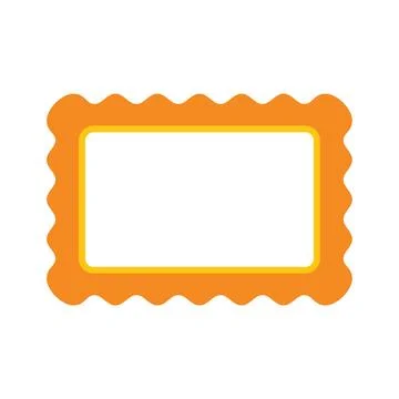 Orange wavy rectangular frame with yellow border on white background Stock Illustration