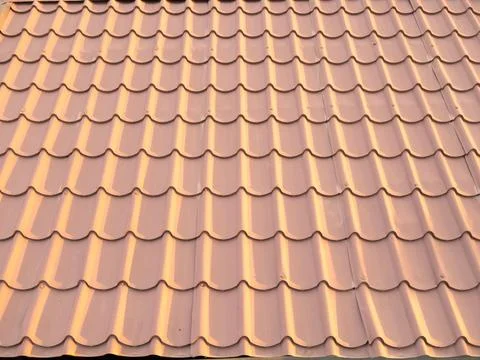 Orange Wavy Roof Tile Pattern Texture 스톡 사진