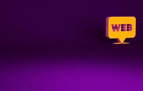 Orange Web and graphic design icon isolated on purple background. Creative an Illustrazione stock