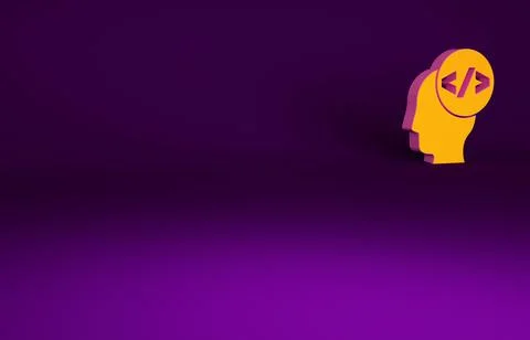 Orange Web design and front end development icon isolated on purple backgroun Stock Illustration