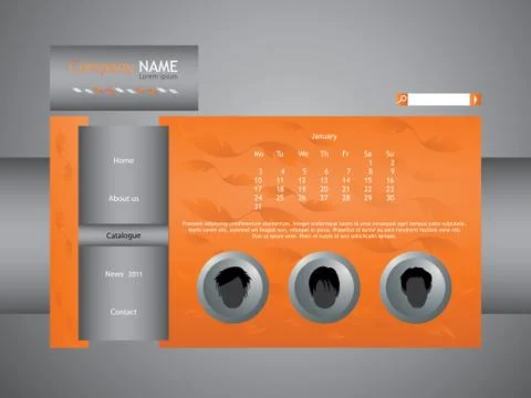 Orange web site template Stock Illustration