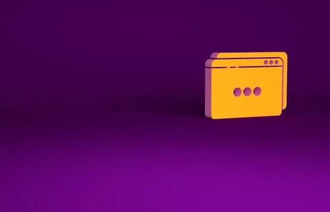 Orange Website template icon isolated on purple background. Internet communic 库存插图