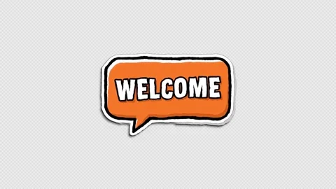 Orange Welcome Speech Bubble Wiggle Sticker, Doodle Style Video stock 321064507