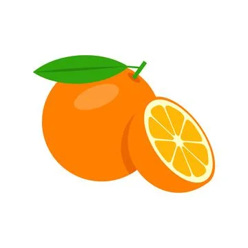 Orange whole and half vector illustration isolated on white background Stock Illustration