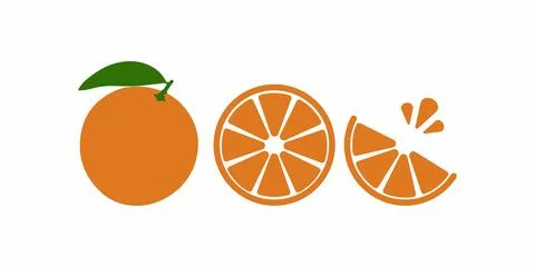 Orange Whole, Sliced, and Segment Illustration. Vector icon. Stock Illustration