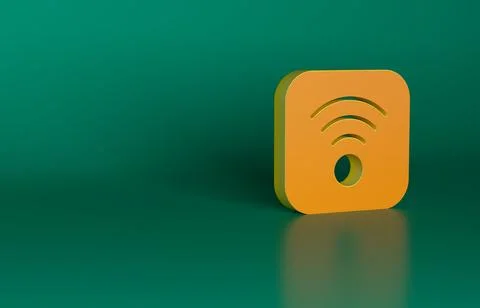 Orange Wi-Fi wireless internet network symbol icon isolated on green background Stock Illustration