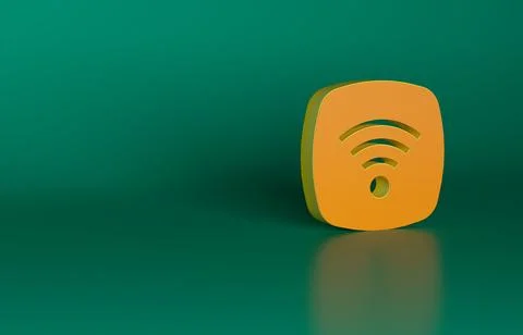 Orange Wi-Fi wireless internet network symbol icon isolated on green background Stock Illustration