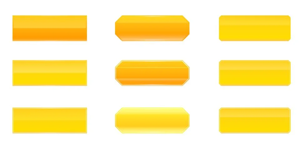 Orange wide web buttons set isolated on white background. Vector illustration of Ilustración de archivo