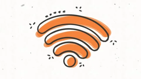 Orange WiFi Wireless Internet Signal Icon Animation Video stock 342018333