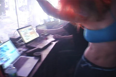 Orange Wig Dancer Stock Footage 290367