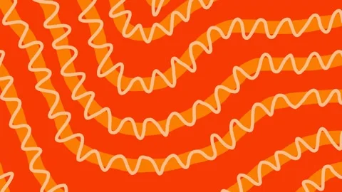 Orange wiggly hand drawn scribble curvy line flow pattern background on loop Stock Footage 305878857