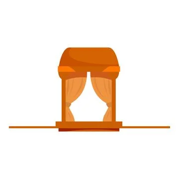 Orange window with canopy and curtains creating cozy nook Ilustración de archivo