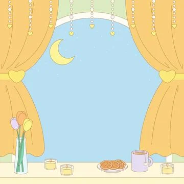 Orange window night view frame 1 Stock Illustration