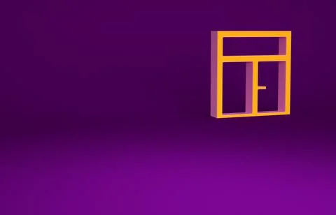 Orange Window in the room icon isolated on purple background. Minimalism conc Stock Illustration
