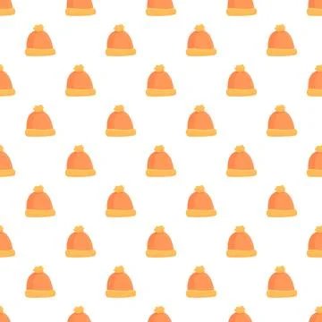 Orange winter beanie hats repeating seamless pattern Illustrazione stock
