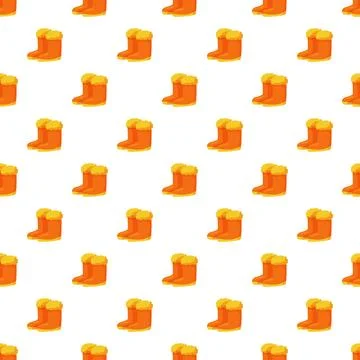 Orange winter boots pattern with furry lining Stock Illustration
