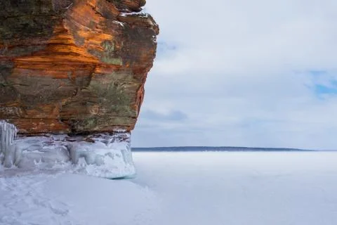 Orange Winter Cliff with Copy Space Stock Photos