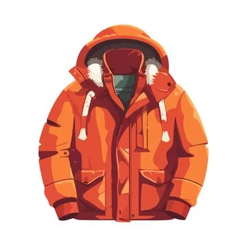 Orange winter jacket accessory icon Stock Illustration