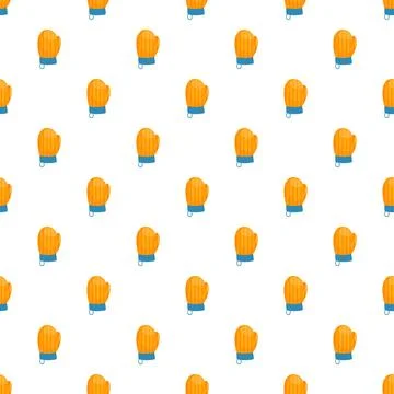 Orange winter mittens repeating seamless pattern background Illustrazione stock