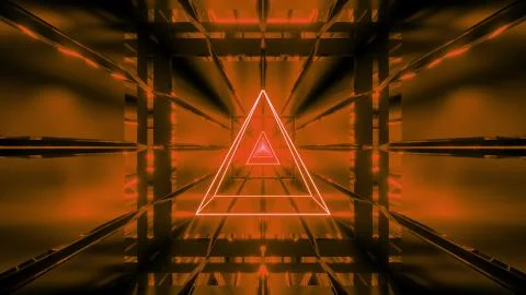 Orange wireframe with tunnel background wallpaper 3d render Illustrazione stock