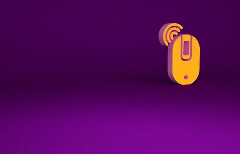 Orange Wireless computer mouse icon isolated on purple background. Optical wi Stock Illustration
