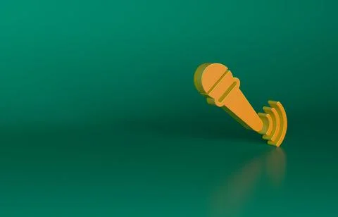 Orange Wireless microphone icon isolated on green background. On air radio mic Illustrazione stock