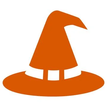 Orange witch hat flat design halloween icon Stock Illustration