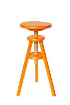 Orange wood stool Foto stock